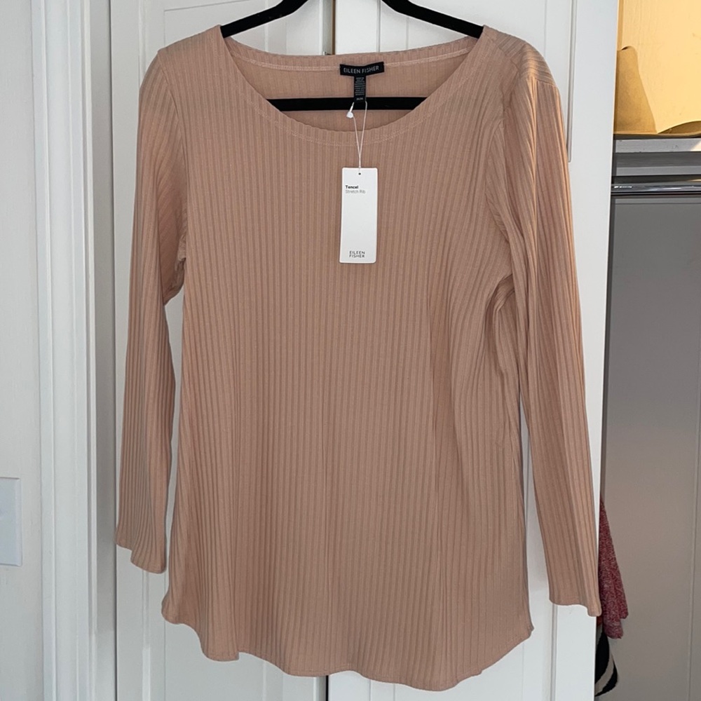 NWT Eileen Fisher Tencel Stretch Rib long sleev